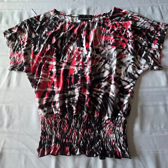 Women's Size Medium Isabella Rodriguez Short Sleeve, Colorful Print, Gathered - Picture 1 of 7